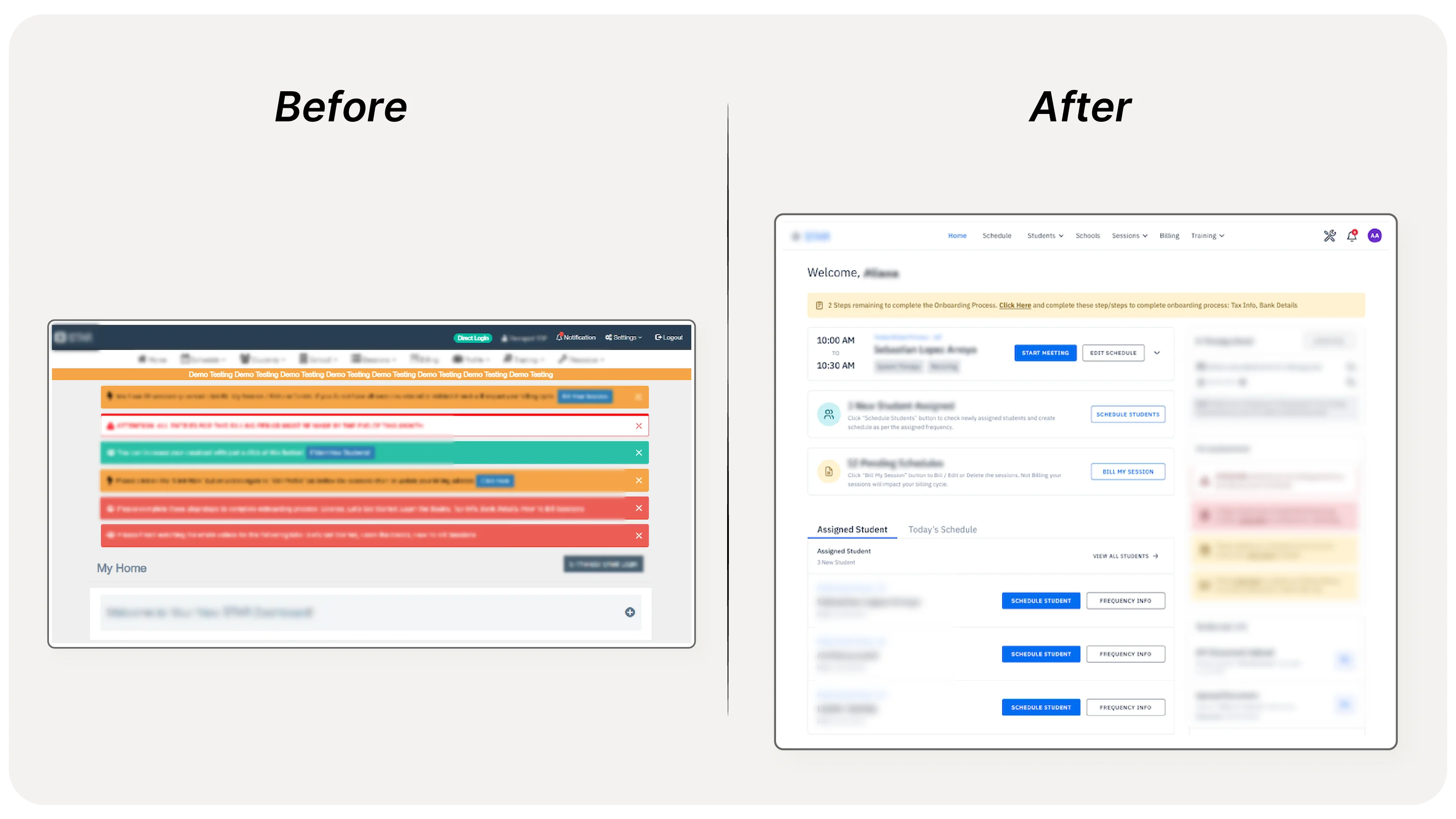 Before and after a website redesign