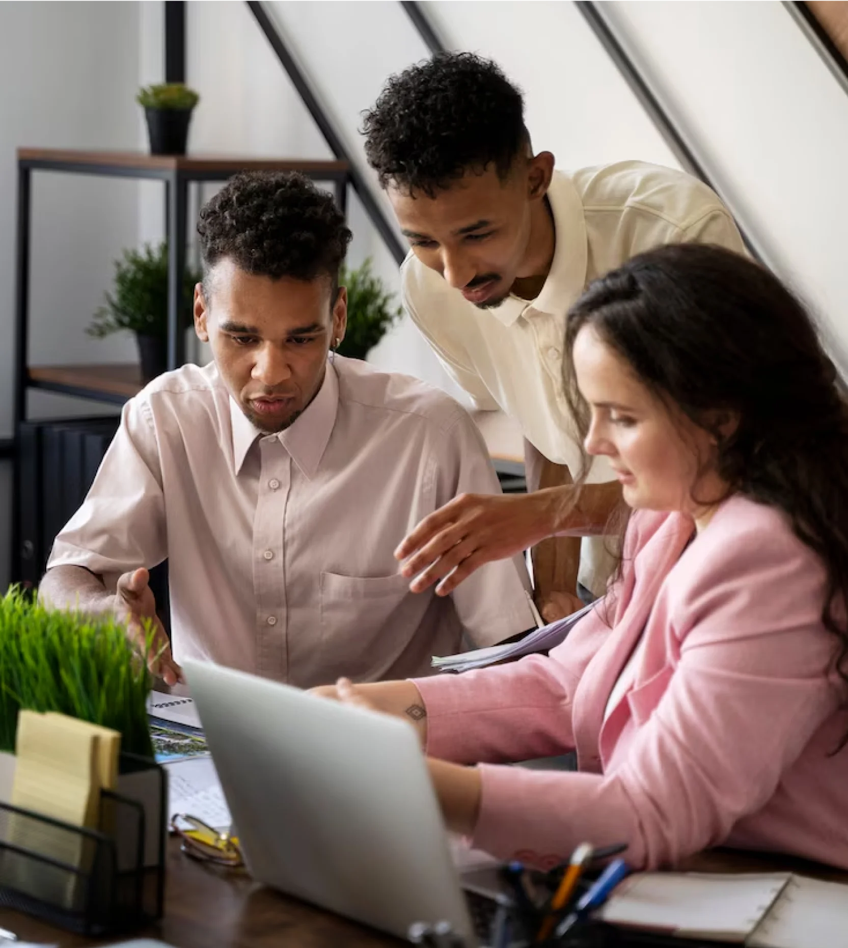 Business professionals shaking hands for a technology partnership